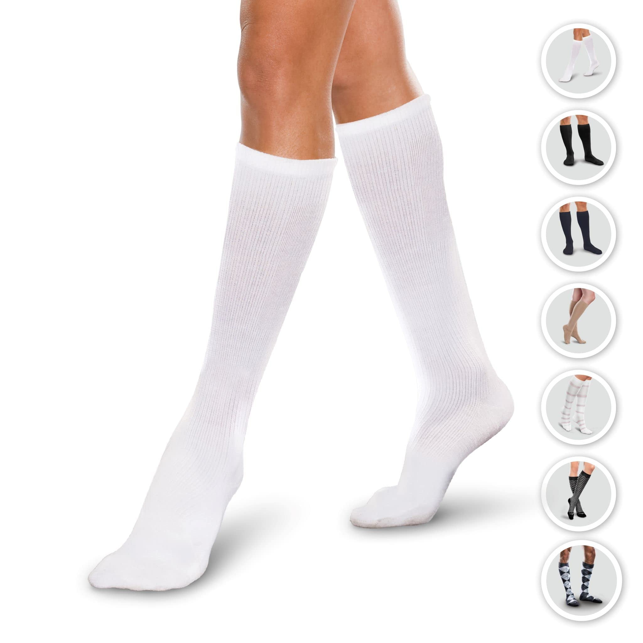 Core-Spun 10-15mmHg Graduated Knee High Compression Socks – Light Compression for All Day Comfort (Navy, Small Regular)
