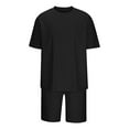 thumbnail image 5 of Aueoeo Men Fashion Shirt and Shorts Set Argyle Crew Neck Short Sleeve Pullover Trendy Shorts Outfits Soft Street Tracksuits, 5 of 6