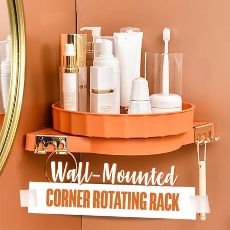 

Corner Storage Rack Rotatable Self-Adhesive Convenient Storage Organizer For Bathroom Kitchen New