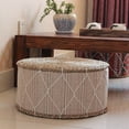 thumbnail image 3 of YWMJZEU Handwoven Straw Futon Floor Pillow Thick Meditation Cushion Small Stool Pouf Pad Ottoman Footstool for Women Men Milk White, 3 of 8