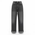 thumbnail image 5 of Miqool Women's Baggy Jeans High Waisted Straight Leg Cuffed Hem Denim Pants Spring Summer Vintage Trousers with Pockets, 5 of 5