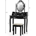 thumbnail image 2 of Gymax Makeup Vanity Dressing Table Set w/10 Dimmable Bulbs Cushioned Stool Black, 2 of 10