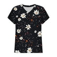 thumbnail image 5 of ZQUUVOU Womens 2025 T-Shirts Casual Printed Floral Short Sleeved V-Neck Tops(A-Black,2XL), 5 of 5
