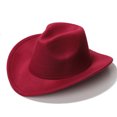 thumbnail image 3 of Lispipm Kids Wide Brim Western Cowboy Hats Toddler Girls Boys Felts Windproof Travel Sun Hat Outdoor Classic Caps Red 4-10 Years, 3 of 5