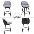 thumbnail image 6 of BENESKY Swivel Counter Height Bar Stools Set of 2, Upholstered Barstools with Back and Metal Legs for Kitchen Island Pub, Black Faux Leather + Grey Linen, 6 of 6