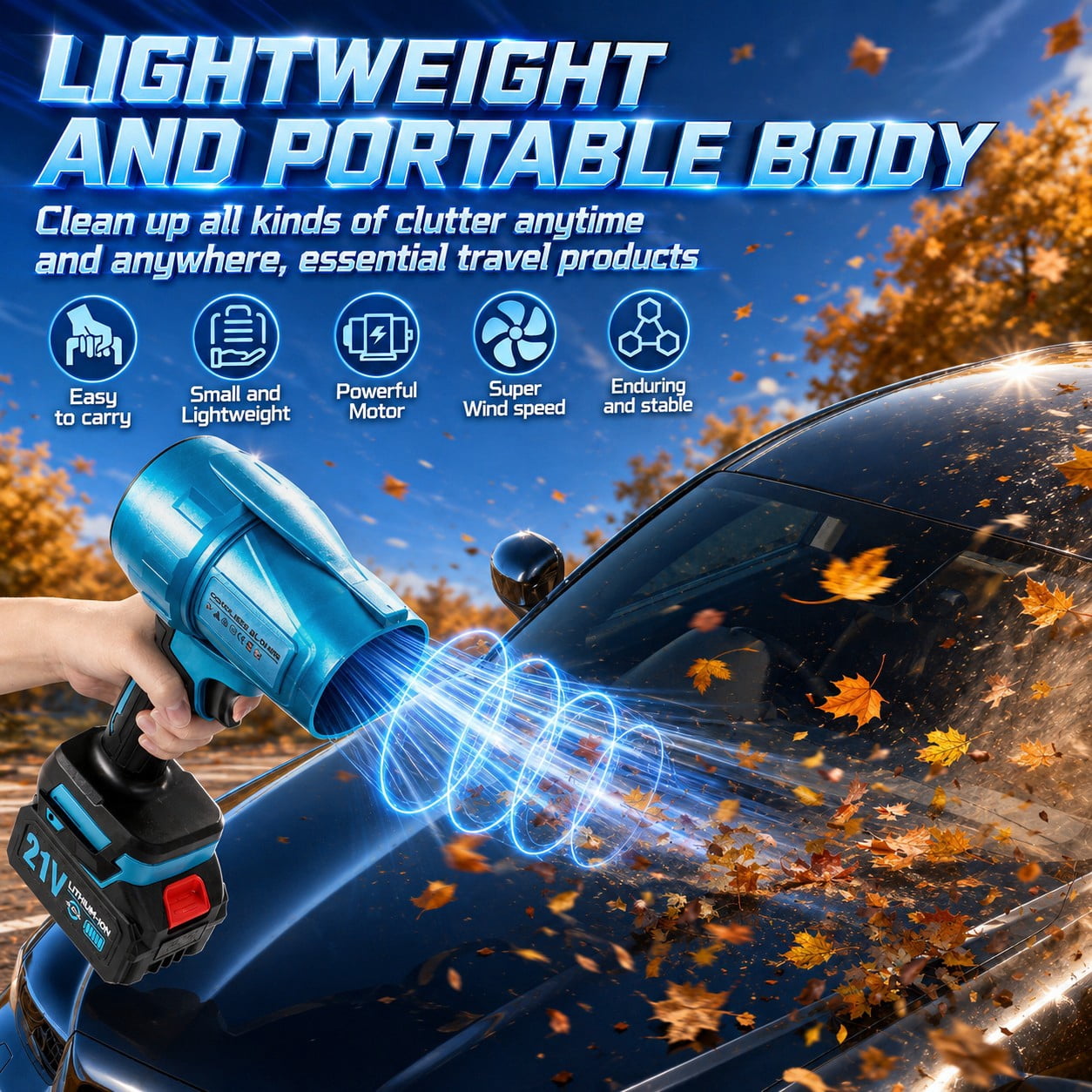 500 CFM Cordless Leaf Blower for Lawn Care 300K RPM Battery Leaf Blower Leaf Blower with 2 x 4.0Ah Battery, Charger, Stepless Speed Adjustment,No Tube