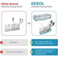 thumbnail image 4 of Sturdy 304 Stainless Steel Utensil Drying Rack Basket Holder with Hooks 3 Divided Compartments, Rust Proof, No Drilling, 4 of 6