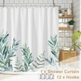 thumbnail image 6 of Botanical Shower Curtain, Sage Green Leaves Plants Floral Bathroom Curtain, Spring Natural Grove Shower Curtain Set with 12 Hooks for Bathroom, 72Wx72L, 6 of 6