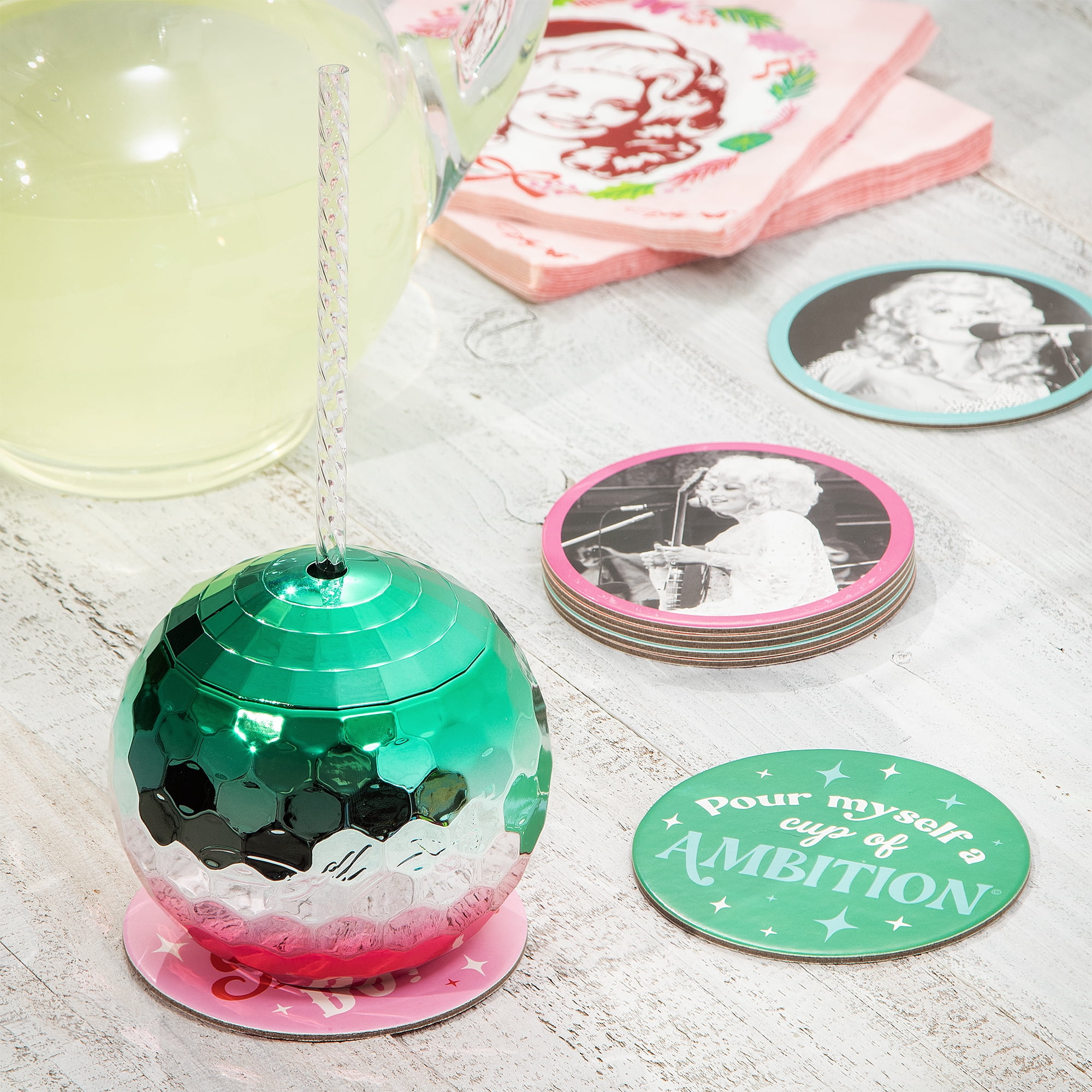 Dolly Parton Disco Ball Shaped Christmas Plastic Cup