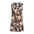 thumbnail image 7 of Gamivast Dresses for Women Sleeveless Crew Neck Loose Fit Shift Mini Dress Leaf Floral Print Ruffle Hem Flowy Comfy Casual Beach Vacation Summer Dresses, 7 of 7
