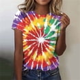 thumbnail image 4 of DeHolifer Tie Dye Shirt for Women Plus Size Casual Summer Short Sleeve Lightweight Tee T-Shirts Yellow 2XL, 4 of 6