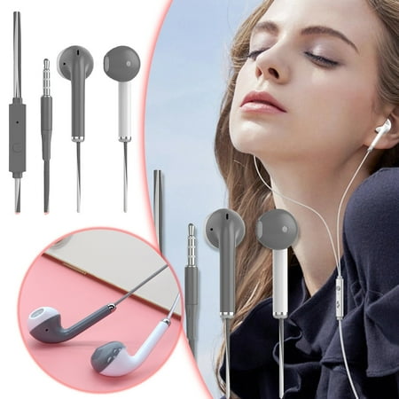 

In Ear Wired Control Earphones With Microphone For Calls And Karaoke Singing Grey White