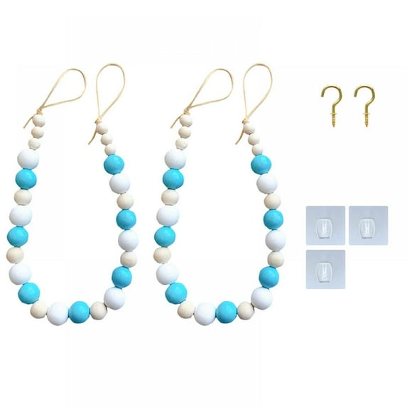 Set Of 2 Curtain Tie Backs Wood Bead Tiebacks Curtain Holdbacks Window Farmhouse Garland Boho Decor Accessories