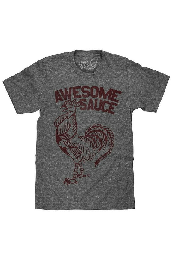 Men's Faded Sriracha Awesome Sauce Rooster Logo Graphite Snow Heather Shirt (3XL)