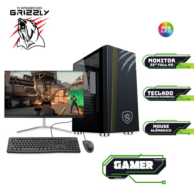 PC BASIC GRIZZLY AMD RADEON DUAL CORE 8GB SSD 240 GB TECLADO Y MOUSE GZINTA028240GBKITM22