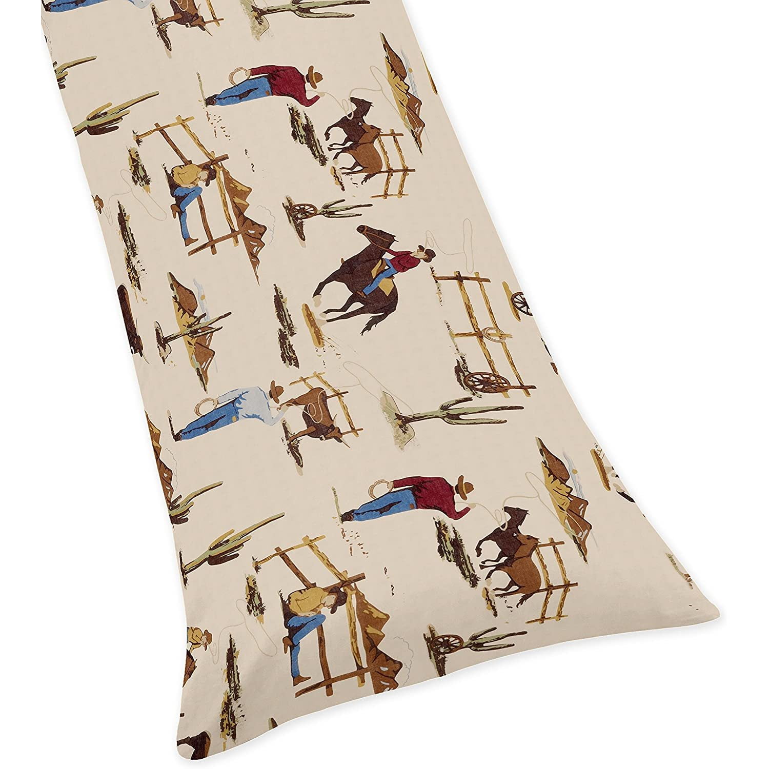 Western Print Full Length Double Zippered Body Pillow Case Cover for