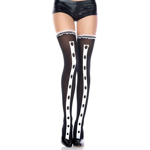 Music Legs Women's Tuxedo look thigh hi 4304-BLACK/WHITE