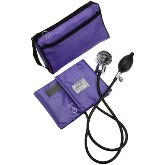 ADC Diagnostix 778 Pocket Aneroid Sphygmomanometer with Adcuff Nylon Blood Pressure Cuff, Adult, and Carrying Case, Purple