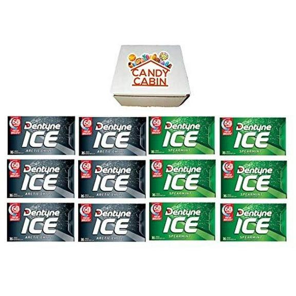 Dentyne Ice Sugar Free Gum, Variety Pack , 12 Packs of 16 Pieces By CANDY CABIN ARCTIC CHILL-SPEARMINT