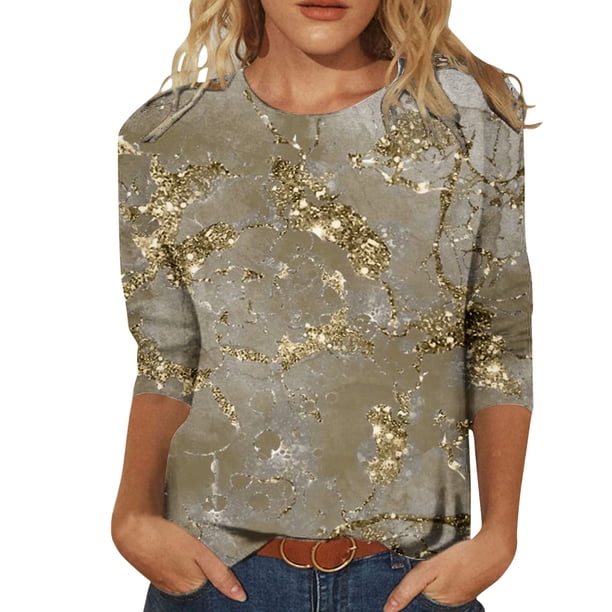 Gibobby Blusa Termica Mujer Blusa de manga corta con botones y cuello redondo a la moda informal con estampado para mujer(Rosa Dorado, XXL)