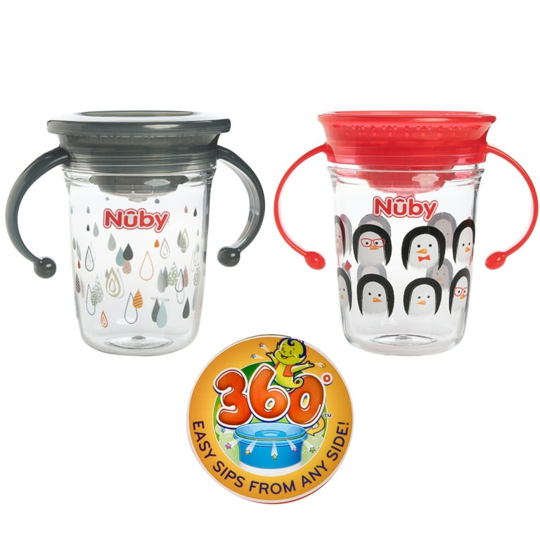 2 Nuby Sippy Cups with Handles: Wonder Cup No Spill Sippy Cups For Toddlers  Boys, Spill Proof Sippy Cups For Toddlers Girls with 360 Sippy Cup Lids 