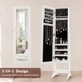 thumbnail image 2 of LIVIZA Mirrored Standing Jewelry Armoire Cabinet with Hooks & Storage Shelves, Full-Length Mirror Jewelry Organizer,White, 2 of 8