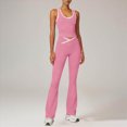 thumbnail image 4 of KPOPLK 2 Piece Workout Sets for Women High Waist Yoga Flare Legging with Color Block Sport Tank Tops for Athletic Gym Outfits Pink M, 4 of 8