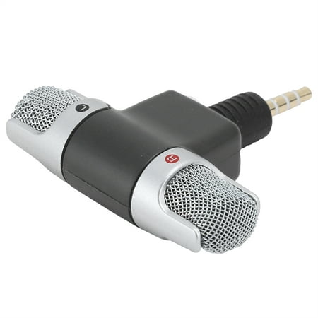 Mini Microphone Stéréo, L-Shap Plaqué Or Prise Noir Double Canal