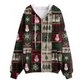 thumbnail image 5 of larppty Christmas Full Zip Up Hoodies for Women Casual Long Sleeve Tops Hooded Jacket Pullover Sweatshirts Winter Outfits (Dark Green, XXL), 5 of 7