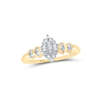 10kt Yellow Gold Womens Round Diamond Marquise-shape Cluster Ring 1/4 Cttw