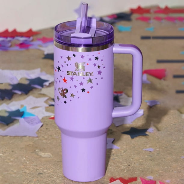 S-tanley aislado genérico, 1 juego de vaso de 40 onzas con asa y tapa de popote, taza aislada reutilizable de acero inoxidable para botella de agua, vaso de 40 onzas con asa