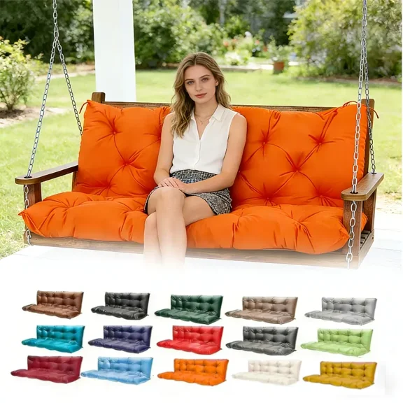 Swing Cushions 2-3 Seater Replacement Waterproof Bench Cushion 47.2x39.4x3.94in-120x100x10cm(orange)