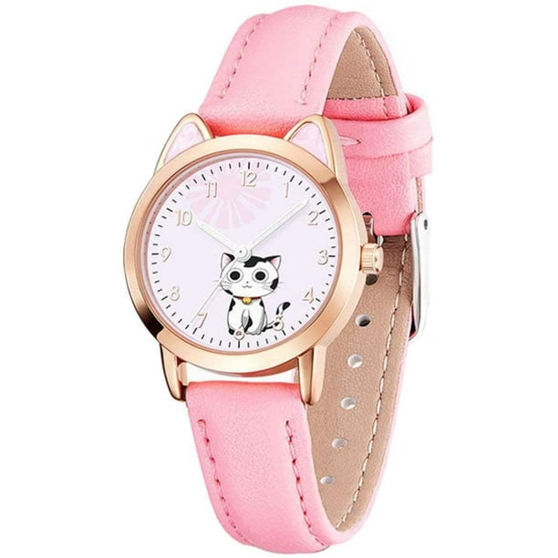 Montre Lumineuse en Forme d oreille de Chat pour Petite Fille Rose
