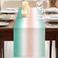 thumbnail image 3 of Teal Green Cream Ombre Burlap Cotton Table Runner 13x72 Inches Long, Gradient Aesthetic Farmhouse Farmhouse Table Runners, Outdoor Dining Table Decor for Baby Shower/Party/Wedding, 3 of 8