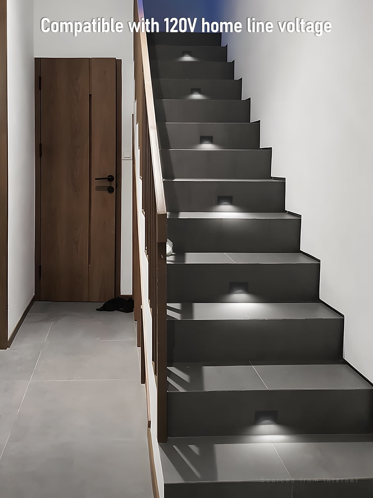9 Pack 5CCT 120V LED Step Lights, Dimmable Stair Lights IP65 Waterproof, Aluminum Shell, Anti-Glare, CRI90, Black