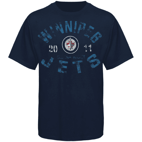 Old Time Hockey Winnipeg Jets Five For Fighting Adams T-Shirt Navy Blue by Old Time Hockey