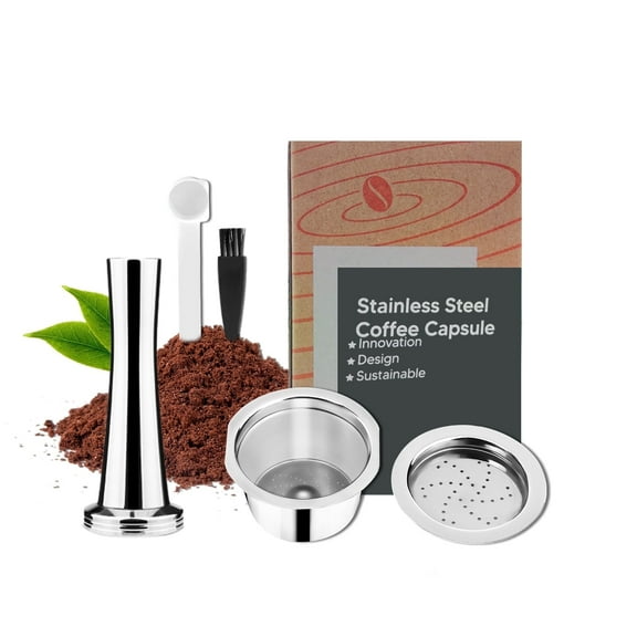 FOVNOT Stainless Steel Coffee Capsules, Reusable Espresso Capsules with 30 mm Tamper