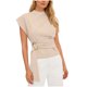 thumbnail image 3 of Camisas de Manga Corta para las Mujeres Casual V-Cuello Plegado Vendaje Suéter Blusa, Ligero Top de Verano, 3 of 6
