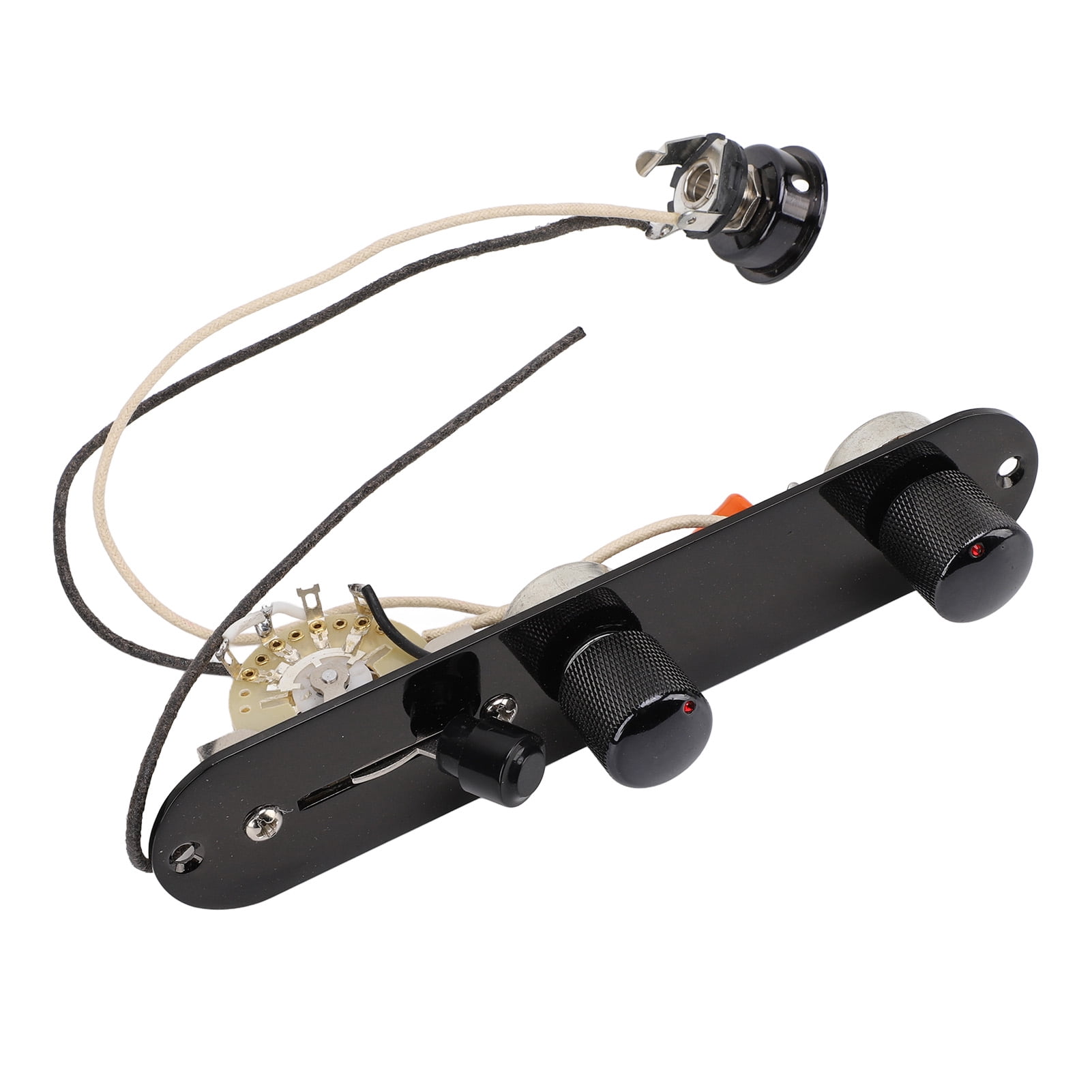 YAHHU Prewired Guitar Control Plate Replacement Parts with 5 Way Switch 250K Potentiometers Volume Tone Controls Plate for Telecaster Electric Guitars, High Precision Assembly, Black, 9.45 inches