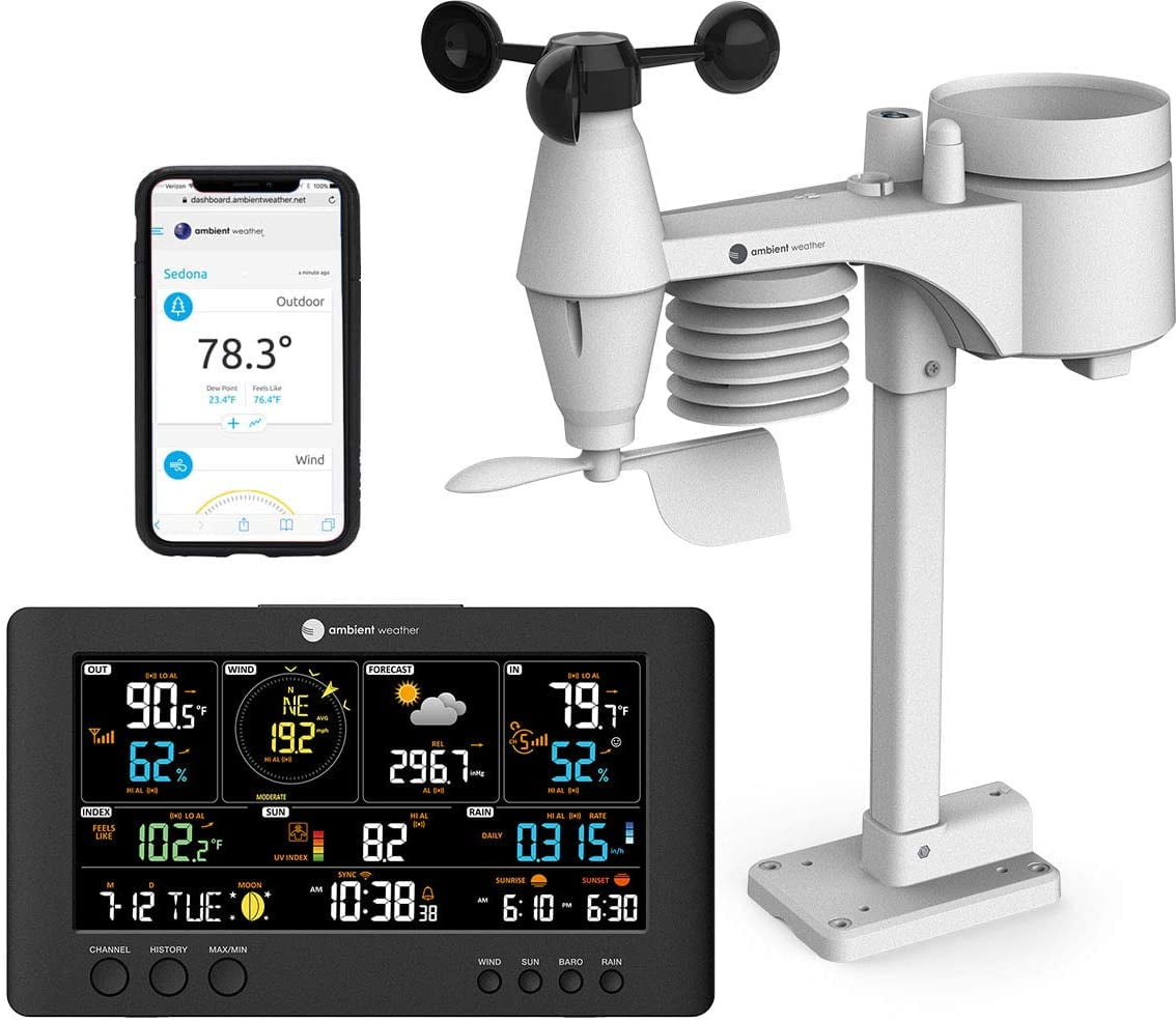 Ambient Weather WS-7079 Smart Weather Station w/ WiFi Remote Monitoring and  Alerts, High Definition Display