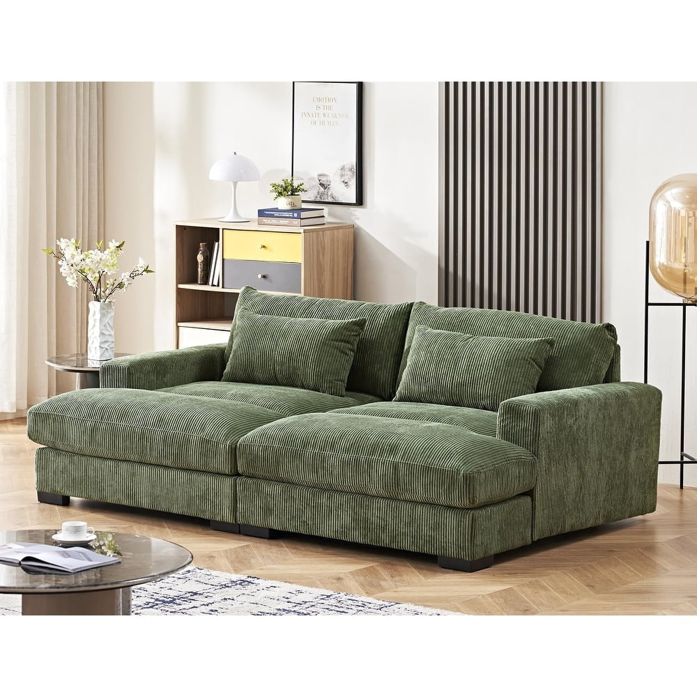Uspridefurniture Soft Corduroy Modern and Comfortable Upholstery Luxe Sleeper Sofa, Green