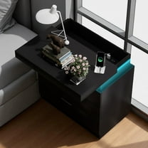 GZXS 3-Drawer Nightstand with Sliding Top, Built-in Charging Station & RGB LED Lights, Modern Black Bedside Table with Storage for Bedroom, 28.8"L x 17"W x 30.5"H