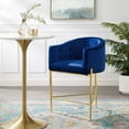 thumbnail image 2 of Tufted Counter Stool Chair, Velvet, Metal Steel, Blue Navy, Modern Contemporary Urban Design, Bar Pub Cafe Bistro Hotel Restaurant Hospitality, 2 of 8