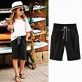 thumbnail image 2 of Kaprioy Running Shorts for Girls Girls Bermuda Shorts Knee Length Straight Leg Shorts Loose Casual Solid Drawstring Elastic Waist Short Pants Bermuda Shorts Kids, 2 of 6