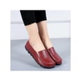 thumbnail image 5 of SIMANLAN Womens Flats Slip On Loafers Round Toe Leather Shoes Women Non-slip Casual Shoe Ladies Lightweight Wine Red 4, 5 of 8