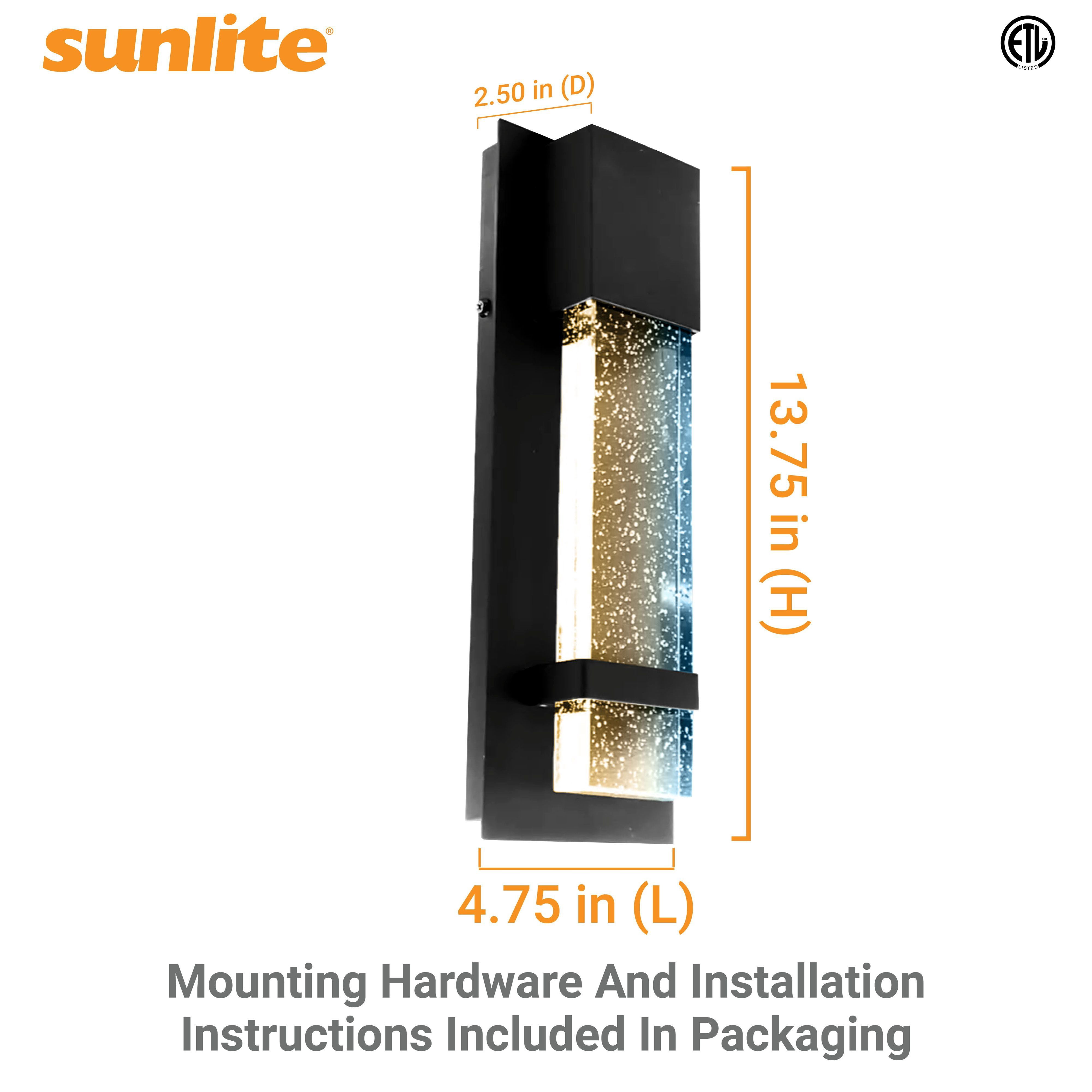 Sunlite LED Outdoor Raindrop Wall Sconce Light Fixture, 12 Watts (60W=), 600 Lumens, Color Selectable 30K/40K/50K, Dimmable, 120 Volts, ETL Listed, Black, For Patios, Garage & Entryway Use