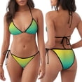 thumbnail image 3 of KLL Ensemble Bikini Dégradé Turquoise à Jaune pour Femmes, Haut à Licou Deux Pièces avec Bas Aguichant Maillot de Bain, 3 of 6