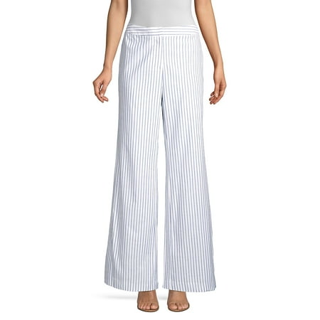 Wide Leg Striped Cotton Pants