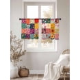thumbnail image 4 of Spring Floral Semi Sheer Curtains 54 Inch Length 2 Panels Set, Vintage Plaid Summer Botanical Colorful Sheer Kitchen Curtain Privacy Voile Window Curtain for Living Room Bedroom Rod Pocket Drapes, 4 of 7