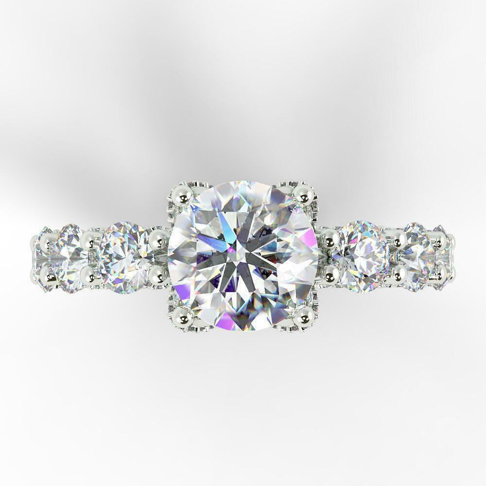 HeartsAndYou 6.5ct Round Cut Moissanite Cocktail Eternity Engagement Ring for Women 18k White Gold over Silver